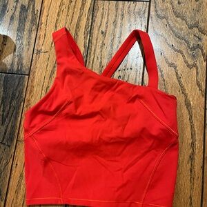 Women's Red Asymmetrical Strap Top